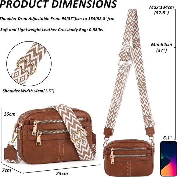 Lightweight Crossbody Bag with Adjustable Straps – 6 Pocket Design for Women - Picture 2 of 7